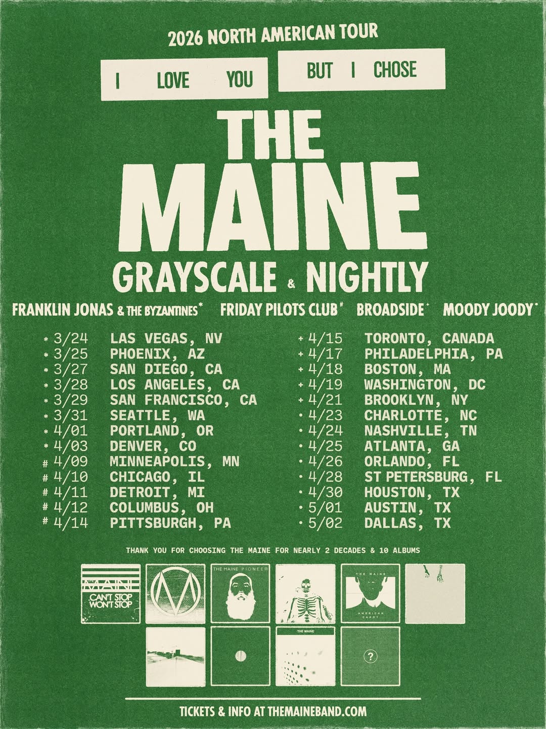 Grayscale I LOVE YOU BUT... I CHOSE THE MAINE Tour Poster 2026